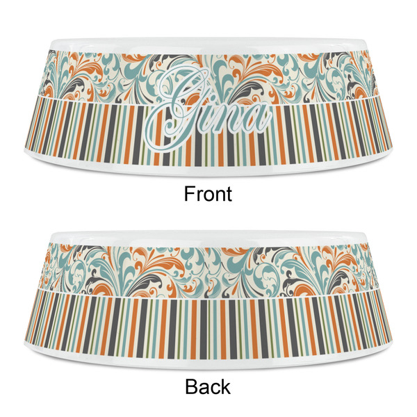 Orange Blue Swirls & Stripes Plastic Pet Bowls - Small - APPROVAL