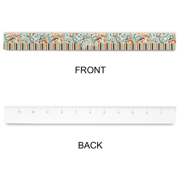 Orange Blue Swirls & Stripes Plastic Ruler - 12" - APPROVAL