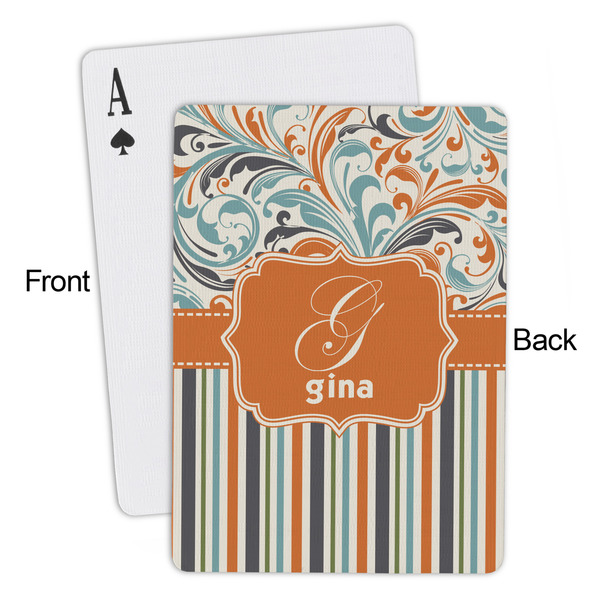 Orange Blue Swirls & Stripes Playing Cards - Approval