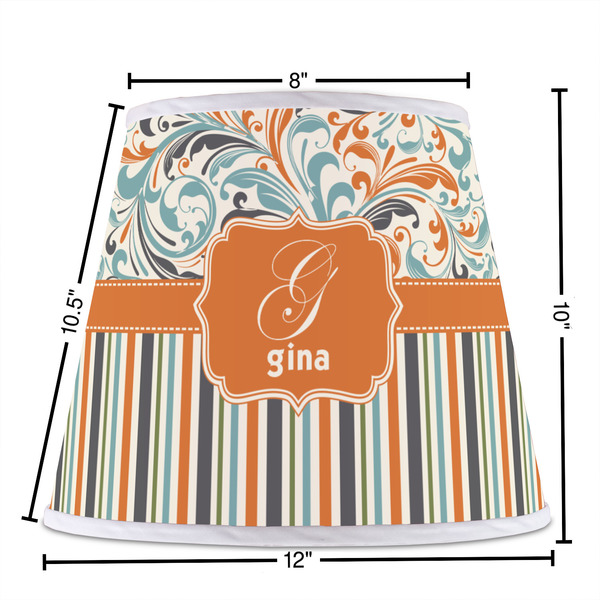 Orange Blue Swirls & Stripes Poly Film Empire Lampshade - Dimensions