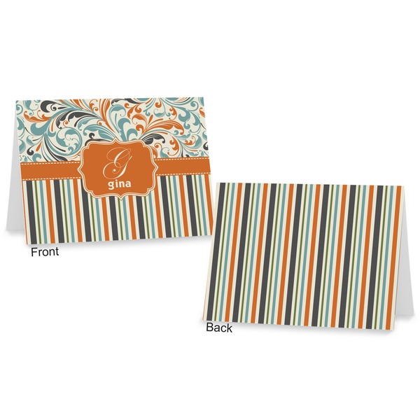 Orange Blue Swirls & Stripes Postcard - Front and Back