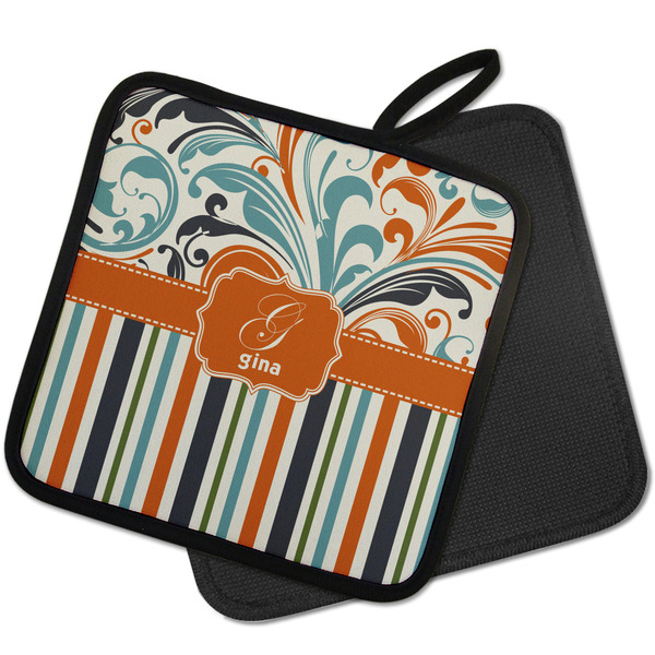 Orange Blue Swirls & Stripes Pot Holders - PARENT MAIN