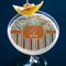 Orange Blue Swirls & Stripes Printed Drink Topper - XLarge - In Context