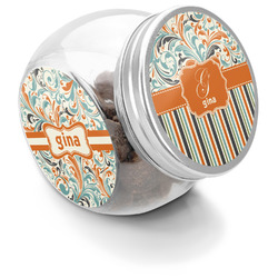 Orange Blue Swirls & Stripes Puppy Treat Jar (Personalized)