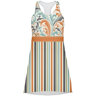 Orange Blue Swirls & Stripes Racerback Dress (Personalized)