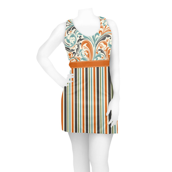 Orange Blue Swirls & Stripes Racerback Dress - On Model - Front
