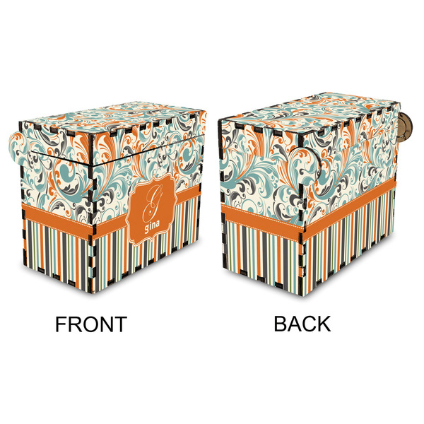 Orange Blue Swirls & Stripes Recipe Box - Full Color - Approval