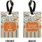 Orange Blue Swirls & Stripes Rectangle Luggage Tag (Front + Back)