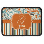 Orange Blue Swirls & Stripes Iron On Rectangle Patch w/ Name and Initial