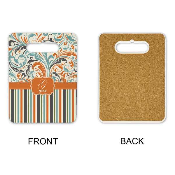 Orange Blue Swirls & Stripes Rectangle Trivet with Handle - APPROVAL