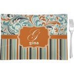 Orange Blue Swirls & Stripes Rectangular Glass Appetizer / Dessert Plate - Single or Set (Personalized)