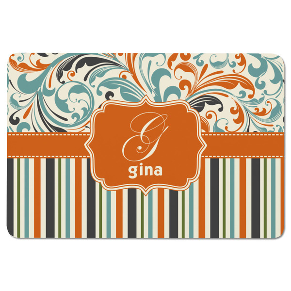 Orange Blue Swirls & Stripes Rectangular Fridge Magnet - FRONT