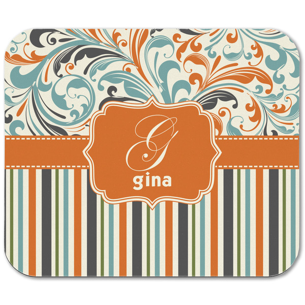 Orange Blue Swirls & Stripes Rectangular Mouse Pad - APPROVAL