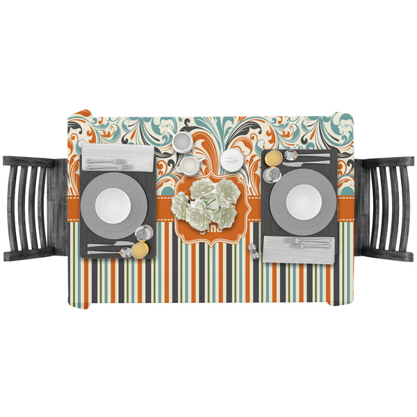 Orange Blue Swirls & Stripes Rectangular Tablecloths - LIFESTYLE