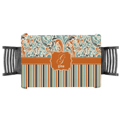Orange Blue Swirls & Stripes Tablecloth - 58"x58" (Personalized)