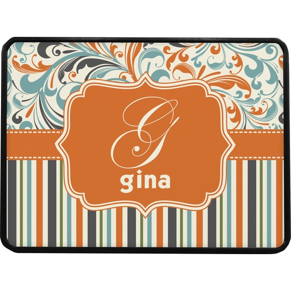 Orange Blue Swirls & Stripes Rectangular Trailer Hitch Cover (Personalized)