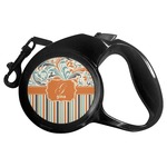 Orange Blue Swirls & Stripes Retractable Dog Leash - Small (Personalized)