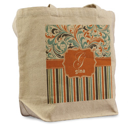 Orange Blue Swirls & Stripes Reusable Cotton Grocery Bag (Personalized)