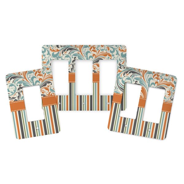 Orange Blue Swirls & Stripes Rocker Light Switch Covers - Parent - ALL VARIATIONS