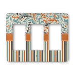 Orange Blue Swirls & Stripes Rocker Style Light Switch Cover - Three Switch
