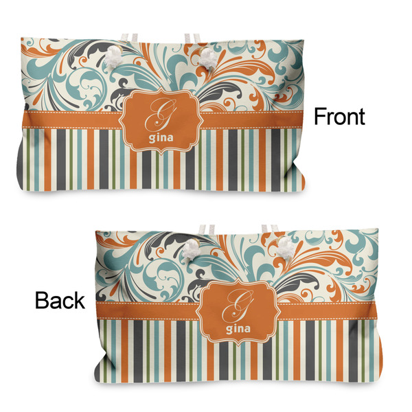 Orange Blue Swirls & Stripes Large Rope Tote - From & Back View