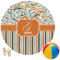 Orange Blue Swirls & Stripes Round Beach Towel (Personalized)