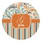 Orange Blue Swirls & Stripes Round Decal (Personalized)