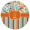 Orange Blue Swirls & Stripes Round Fridge Magnet - FRONT