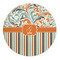 Orange Blue Swirls & Stripes Round Indoor Rug - Front/Main