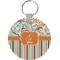 Orange Blue Swirls & Stripes Round Keychain (Personalized)