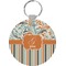 Orange Blue Swirls & Stripes Round Plastic Keychain (Personalized)