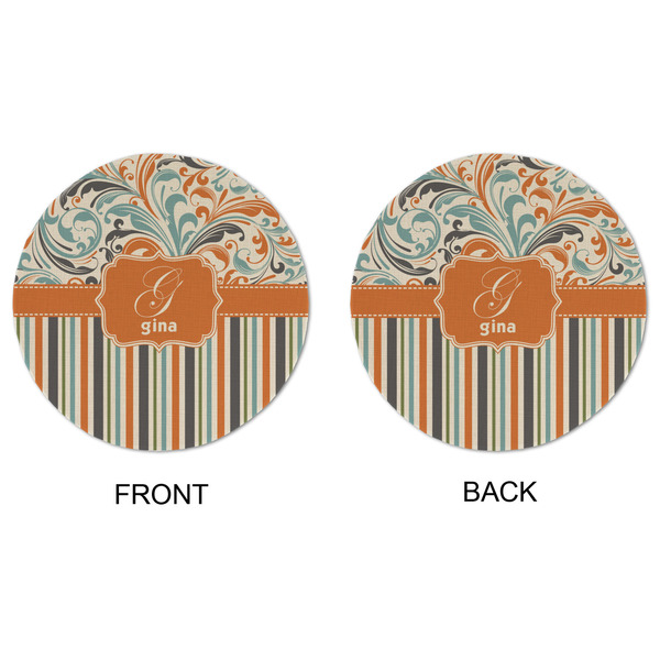 Orange Blue Swirls & Stripes Round Linen Placemats - APPROVAL (double sided)