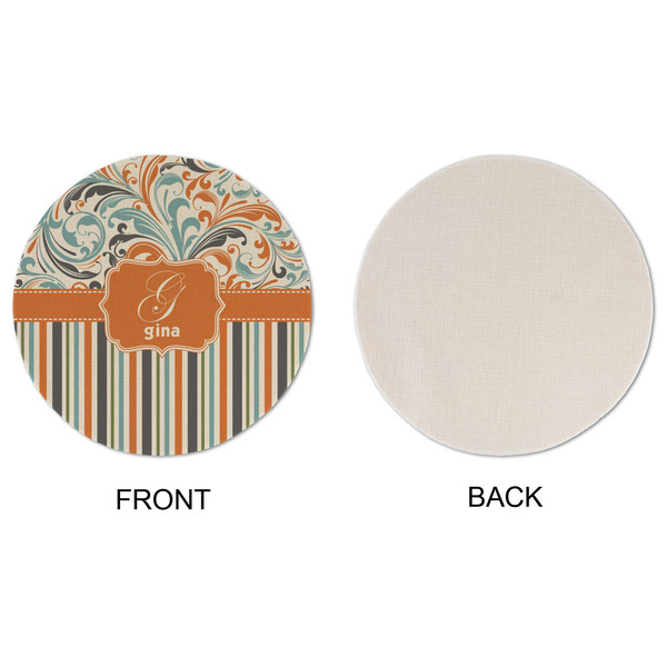 Orange Blue Swirls & Stripes Round Linen Placemats - APPROVAL (single sided)