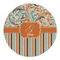 Orange Blue Swirls & Stripes Round Linen Placemats - FRONT (Single Sided)
