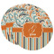 Orange Blue Swirls & Stripes Round Paper Coaster - Main