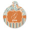Orange Blue Swirls & Stripes Round Pet ID Tag (Personalized)