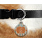 Orange Blue Swirls & Stripes Round Pet Tag on Collar & Dog