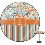 Orange Blue Swirls & Stripes Round Table - 24" (Personalized)