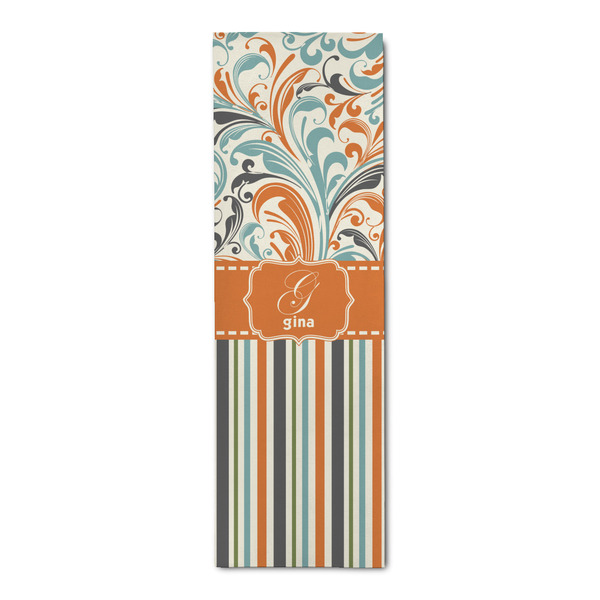 Custom Orange Blue Swirls & Stripes Runner Rug - 2.5'x8' w/ Name and Initial