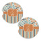 Orange Blue Swirls & Stripes Sandstone Car Coasters - Set of 2