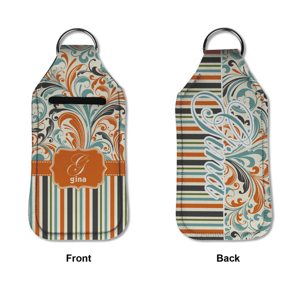 Orange Blue Swirls & Stripes Sanitizer Holder Keychain - Large APPROVAL (Flat)