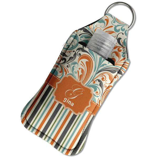 Orange Blue Swirls & Stripes Sanitizer Holder Keychain - Large in Case