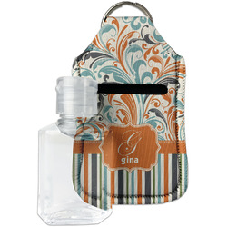 Orange Blue Swirls & Stripes Hand Sanitizer & Keychain Holder - Small (Personalized)
