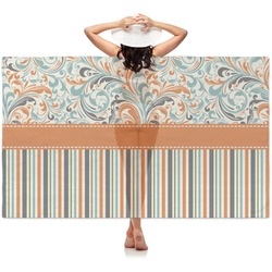 Orange Blue Swirls & Stripes Sheer Sarong