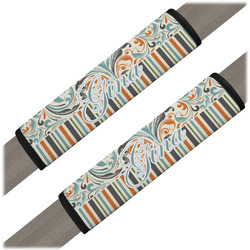 Orange Blue Swirls & Stripes Seat Belt Covers (Set of 2) (Personalized)