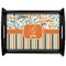 Orange Blue Swirls & Stripes Black Wooden Tray - Large (Personalized)
