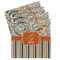 Orange Blue Swirls & Stripes Set of 4 Sandstone Coasters - Front View