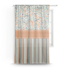 Orange Blue Swirls & Stripes Sheer Curtain