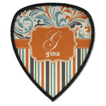 Orange Blue Swirls & Stripes Iron on Shield Patch A w/ Name and Initial