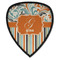 Orange Blue Swirls & Stripes Iron on Shield Patch A w/ Name and Initial